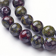 Natural Dragon Blood Jasper Bead Strands, Round, 8mm, Hole: 1mm, about 46~48pcs/strand, 14.96 inch(G-P214-05-8mm)