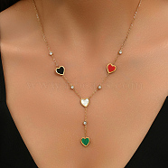 Fashionable Multicolor Brass & Resin Peach Heart Necklaces for Women, Real 18K Gold Plated, 18.50 inch(47cm)(LK8914)