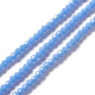 Faceted(32 Facets) Glass Beads Strands, Round, Cornflower Blue, 4mm, Hole: 1mm, about 99~107pcs/strand, 14.09~15.43''(35.8~39.2cm)(EGLA-J042-36A-07)