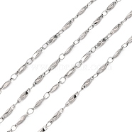 304 Stainless Steel Bar Link Chains, Decorative Chains, Soldered, Stainless Steel Color, 2x1.5mm(CHS-K001-76)