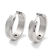 Tarnish Resistant 304 Stainless Steel Textured Huggie Hoop Earrings for Women, with 316 Surgical Stainless Steel Ear Pins, Stainless Steel Color, 5x19mm(EJEW-C096-34P)