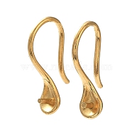 Ion Plating(IP) 304 Stainless Steel Earring Hooks, for Half Drilled Beads, Real 18K Gold Plated, 17x9mm, Pin: 0.9mm(STAS-M323-06G)
