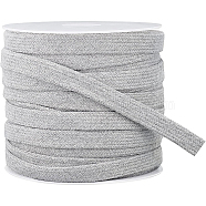 25M Double Layer Flat Cotton Cords, Hollow Cotton Rope, for Garment Accessories, Light Grey, 11x1.2mm, 25m/roll(OCOR-BC0001-74B)