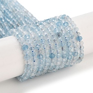 Natural Aquamarine Beads Strands, Faceted, Rondelle, Grade A, 4x3mm, Hole: 0.7mm, about 128pcs/strand, 15.16 inch(38.5cm)(G-L587-B02-02)