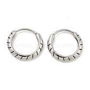 316 Surgical Stainless Steel Hoop Earrings, Groove, Antique Silver, 13.5x2mm(EJEW-D096-09B-AS)