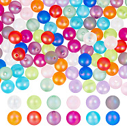 96Pcs 16 Colors Spray Painted Acrylic Beads, Round, Mixed Color, 14mm, Hole: 2.5mm(OACR-GO0001-01)