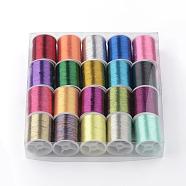 Metallic Embroidery Thread, Mixed Color, 0.1mm, about 60.14 yards(55m)/roll, 20rolls/box(MCOR-R007-01-B)
