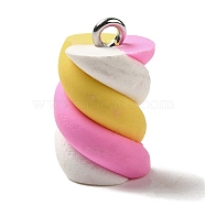 Opaque Resin Imitation Food Pendants, Candy Twist Charms with Platinum Tone Iron Loops, Gold, 18x11mm, Hole: 1.6mm(FIND-Z006-04A)
