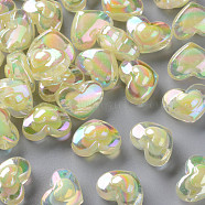 Transparent Acrylic Beads, Bead in Bead, AB Color, Heart, Light Yellow, 13x17x9.5mm, Hole: 2.5mm, about 420pcs/500g(TACR-S152-08B-07)