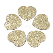 Eco-Friendly Cowhide Pendants, Heart, Light Khaki, 25x27x1.5mm, Hole: 1.5mm(FIND-T045-23B-03)