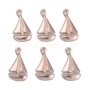 Alloy Pendants, Sailing Boat, Cadmium Free & Lead Free, Rose Gold, 23x13x2mm, Hole: 1.5mm, about 870pcs/1000g(TIBEP-Q076-042RG-RS)