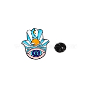 Creative Cartoon Eye Brooch, Black Alloy Enamel Pins, Badge for Clothes Backpack, Hamsa Hand, 30x27mm(PW-WG92283-01)
