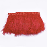 Turkey Feather Fringe Trimming, Costume Accessories, Dyed, Red, 120~180mm, about 2m/bag(FIND-T037-03G)