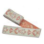 Ethnic style Embroidery Polyester Ribbons, Jacquard Ribbon, Garment Accessories, Single Face Floral Pattern, Orange, 2-3/8 inch(60mm), about 5.47 Yards(5m)/Bundle(OCOR-WH0079-25C)