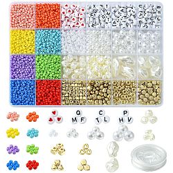 DIY Bracelets Jewelry Making Kit, Including Plastic & Acrylic & Glass Beads, Mixed Color, 3~25x0.8~18.5x0.8~13mm, Hole: 1~2.3mm(DIY-FS0005-96A)