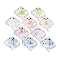 Luminous Transparent Acrylic Pendants, Fish, Mixed Color, 30.5x28.5x8.5mm, Hole: 1.8mm(TACR-F006-01)