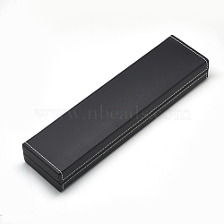 Plastic Imitation Leather Necklace Boxes, with Velvet, Rectangle, Black, 24.5x6.5x3.5cm(OBOX-Q014-24)
