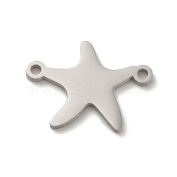 304 Stainless Steel Connector Charms, Starfish Links, Stainless Steel Color, 11.5x15x1mm, Hole: 1.2mm(STAS-O005-25P)