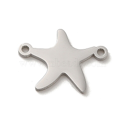 Non-Tarnish 304 Stainless Steel Connector Charms, Starfish Links, Stainless Steel Color, 11.5x15x1mm, Hole: 1.2mm(STAS-O005-25P)