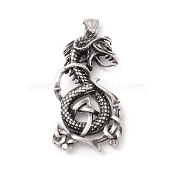 Tibetan Style 304 Stainless Steel Pendants, Snake, Antique Silver, 53x27x8mm, Hole: 8x4.5mm(X-STAS-P305-05AS)