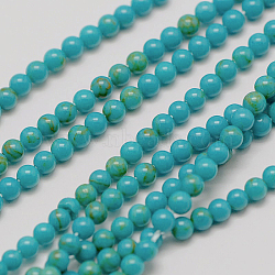 Imported Synthetic Turquoise Bead Strands, Round, 2mm, Hole: 0.8mm, about 184pcs/strand, 16 inch(X-G-A130-2mm-L05-1)