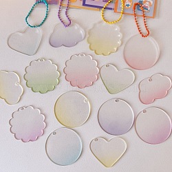 Gradient Style Transparent Acrylic Keychain, with Plastic Ball Chains, Mixed Shapes, Mixed Color, 10.3x11cm, 15pcs/set(ZXFQ-PW0001-067F)
