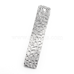 201 Stainless Steel Textured Pendants, Rectangle with Bumpy, Stainless Steel Color, 42.5x8.5x1mm, Hole: 1.5mm(X-STAS-S055-30)