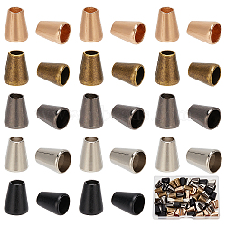 60Pcs 5 Colors Zinc Alloy Cord Ends, End Caps, Cone, Mixed Color, 13x10mm, Hole: 5mm, Inner Diameter: 7.5mm, 12Pcs/color(FIND-GF0003-13)