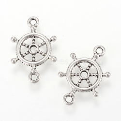 Tibetan Style Alloy Links connectors, Helm, Cadmium Free & Lead Free, Antique Silver, 23x15x2mm, Hole: 2mm(X-TIBE-Q066-13AS-RS)