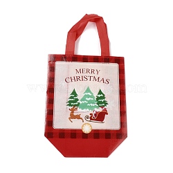Christmas Theme Laminated Non-Woven Waterproof Bags, Heavy Duty Storage Reusable Shopping Bags, Rectangle with Handles, FireBrick, Christmas Tree Pattern, 11x22x23cm(ABAG-B005-02A-01)