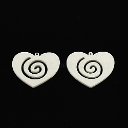 Dyed Heart Wood Pendants, White, 29x34x2mm, Hole: 1mm(WOOD-R240-23)