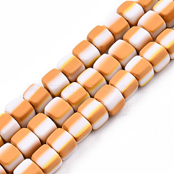 Handmade Polymer Clay Beads Strands, Cube, Goldenrod, 5x5x4.5mm, Hole: 2mm, about 85~86pcs/strand, 15.83 inch~16.06 inch(40.2~40.8cm)(CLAY-N010-074-10)