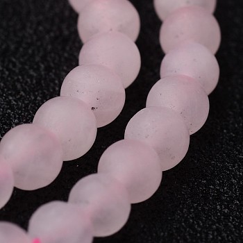 Frosted Round Natural Rose Quartz Bead Strands, 4mm, hole: 1mm, about 93pcs/strand, 15 inch