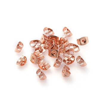 304 Stainless Steel Ear Nuts, Butterfly Earring Backs for Post Earrings, Rose Gold, 6x4.5x3mm, Hole: 0.8~1mm