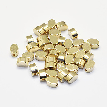Long-Lasting Plated Brass Beads, Real 18K Gold Plated, Nickel Free, Oval, 6x4x3mm, Hole: 1.5mm