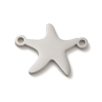 Non-Tarnish 304 Stainless Steel Connector Charms, Starfish Links, Stainless Steel Color, 11.5x15x1mm, Hole: 1.2mm