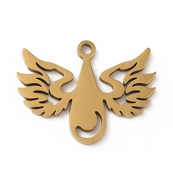 5Pcs 201 Stainless Steel Pendants, Laser Cut, Angel Charm, Golden, 13x17x1mm, Hole: 1.2mm