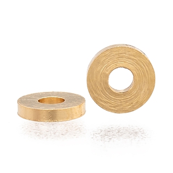 Brass Spacer Beads, Long-Lasting Plated, Flat Round, Real 24K Gold Plated, 5x1mm, Hole: 1.5mm