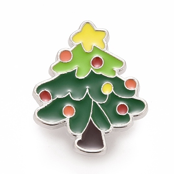 Christmas Tree Enamel Pin, Alloy Badge for Backpack Clothes, Platinum, Green, 27x22x1.7mm