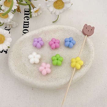 Opaque Acrylic Beads, Flower, Mixed Color, 17.4x17.9x9.9mm, Hole: 3mm, about 282pcs/500g