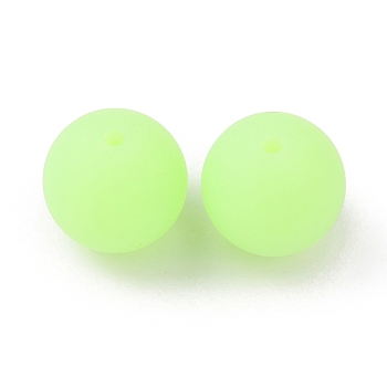 Luminous Round Food Grade Silicone Beads, Chewing Beads For Teethers, DIY Nursing Necklaces Making, Pale Green, 15x14.5mm, Hole: 2mm