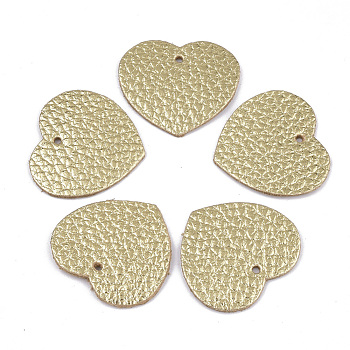 Eco-Friendly Cowhide Pendants, Heart, Light Khaki, 25x27x1.5mm, Hole: 1.5mm