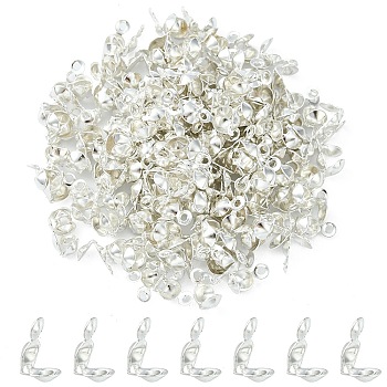 Iron Bead Tips, Calotte Ends, Clamshell Knot Cover, Cadmium Free & Lead Free, Silver, 8x4mm, Hole: 1.5mm, Inner Diameter: 3mm