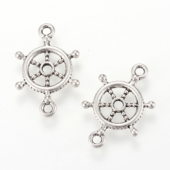 Tibetan Style Alloy Links connectors, Helm, Cadmium Free & Lead Free, Antique Silver, 23x15x2mm, Hole: 2mm