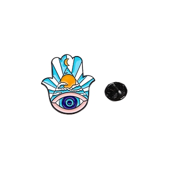 Creative Cartoon Eye Brooch, Black Alloy Enamel Pins, Badge for Clothes Backpack, Hamsa Hand, 30x27mm