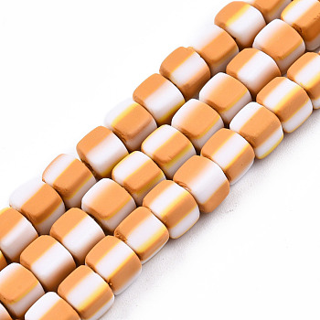 Handmade Polymer Clay Beads Strands, Cube, Goldenrod, 5x5x4.5mm, Hole: 2mm, about 85~86pcs/strand, 15.83 inch~16.06 inch(40.2~40.8cm)