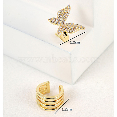 Pendientes tipo brazalete de latón chapado en oro real de 18k(GM4836-2)-2