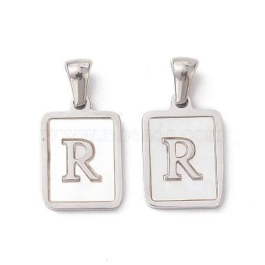 Stainless Steel Color Letter R Stainless Steel+Shell Pendants