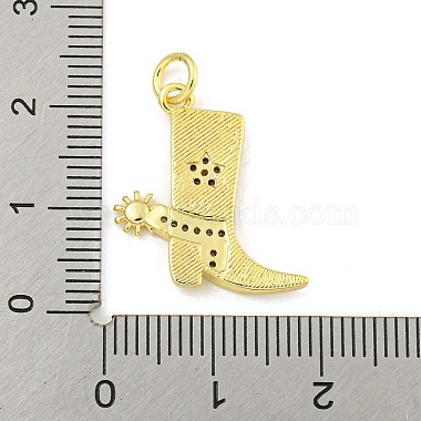 Cowboy Boots Rack Plating Brass Micro Pave Clear Cubic Zirconia Pendants(KK-Z053-05G)-3