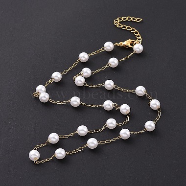 PVD Vacuum Plating 304 Stainless Steel Beaded Necklaces(NJEW-E064-02G)-2